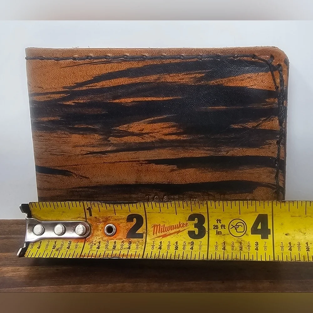 Tooth & Nail Men's Handmade Leather Bifold Wallet Black/Brown Made In USA NEW
